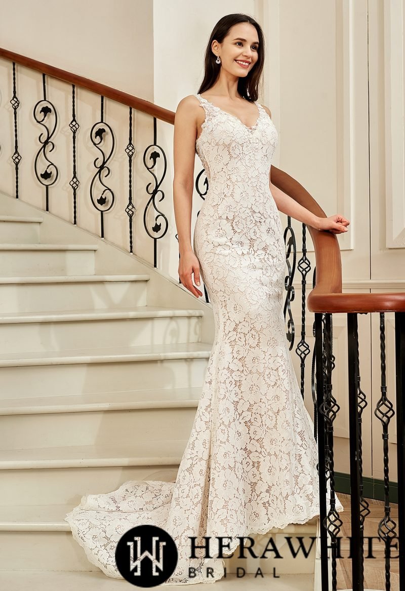 Robe De Mariée Fourreau Dentelle Florale