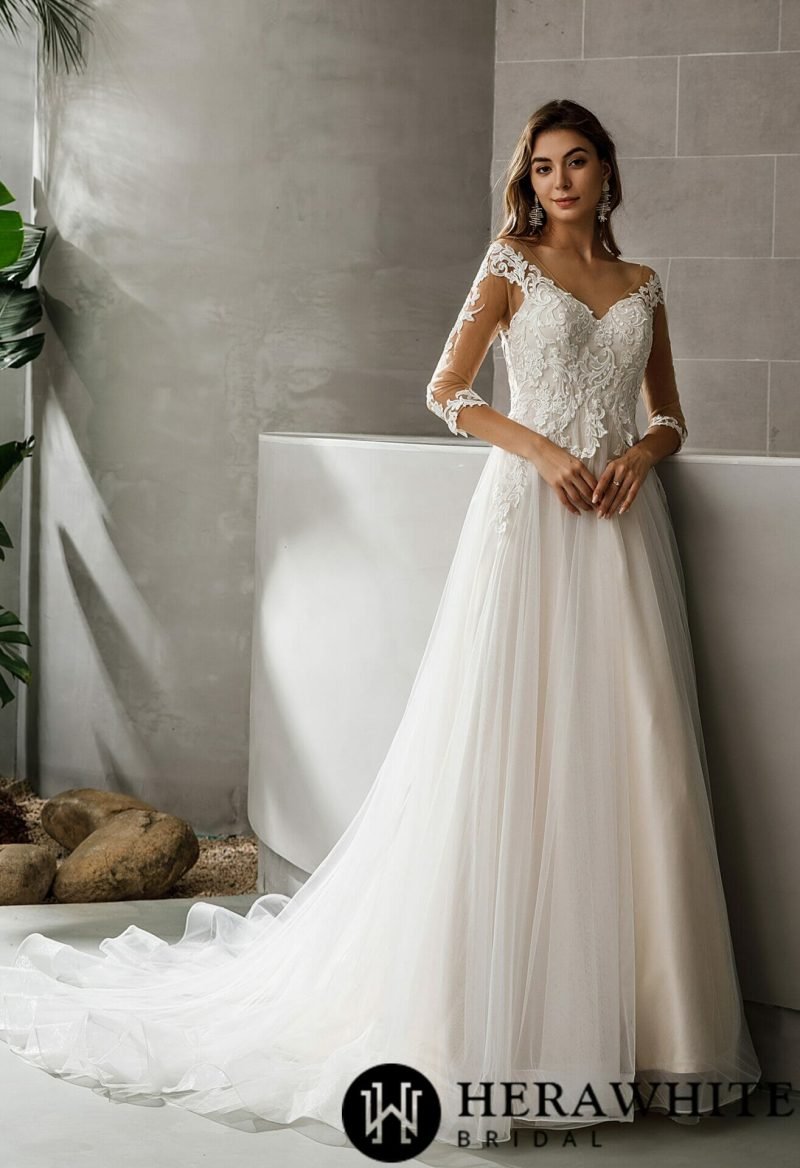 Robe De Mariée Florale Ligne A – Image 4