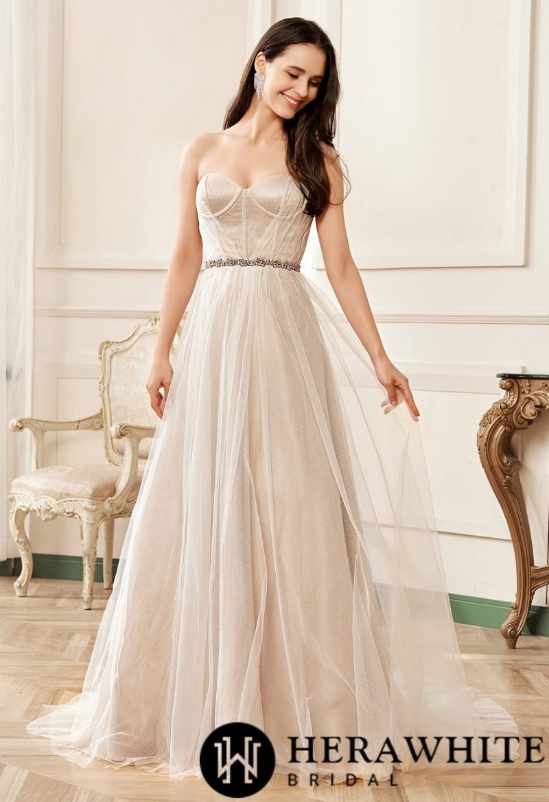 Robe De Mariée Bustier Rose Nude