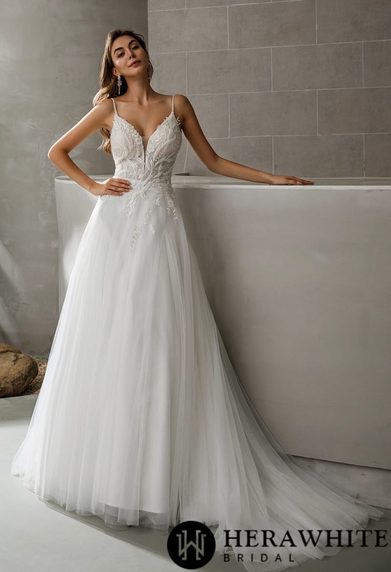 Robe De Mariée Florale Col V
