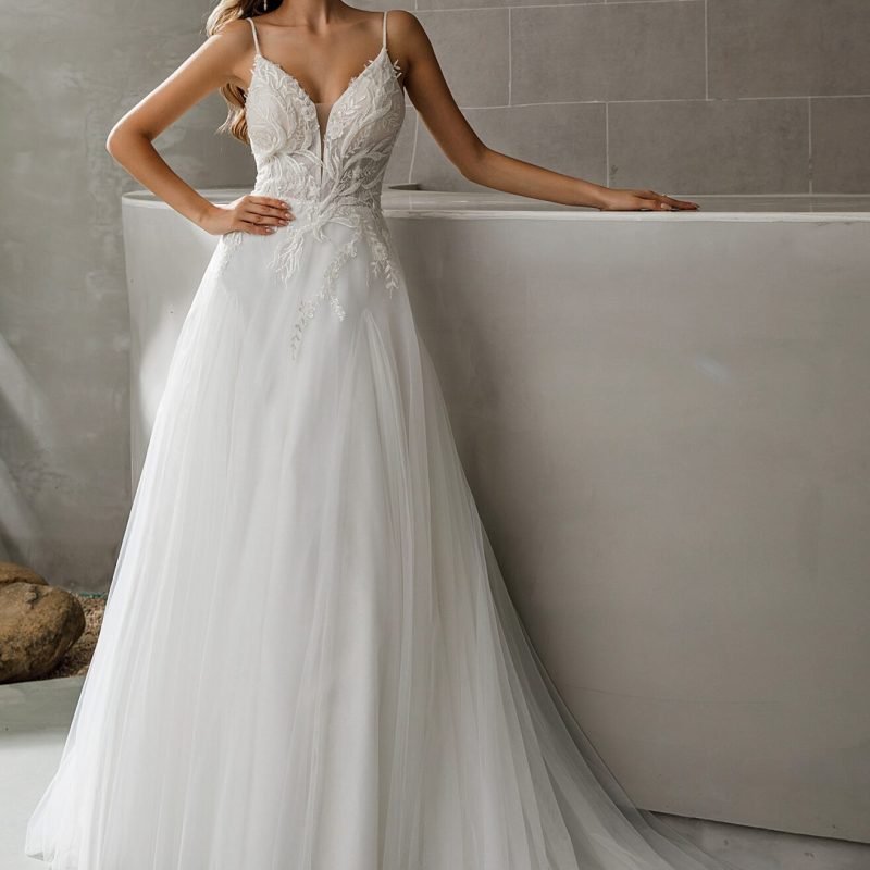 Robe De Mariée Florale Col V