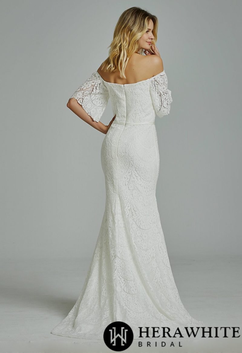 Robe De Mariée Fourreau Dentelle Epaules Dénudées – Image 5
