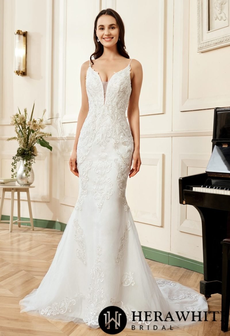 Robe De Mariée Sirène Broderies Argentées