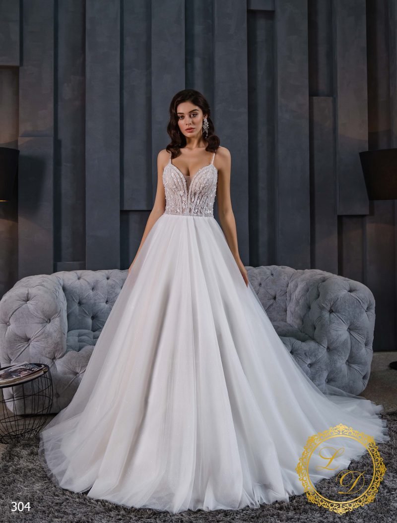 Robe De Mariée Princesse Scintillante Et Jupe Tulle