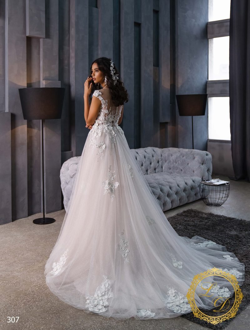 Robe De Mariée Appliques Florales Et Jupe Tulle – Image 3