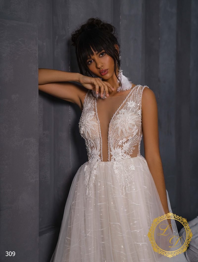 Robe De Mariée Col V Illusion Et Dos Nu – Image 2