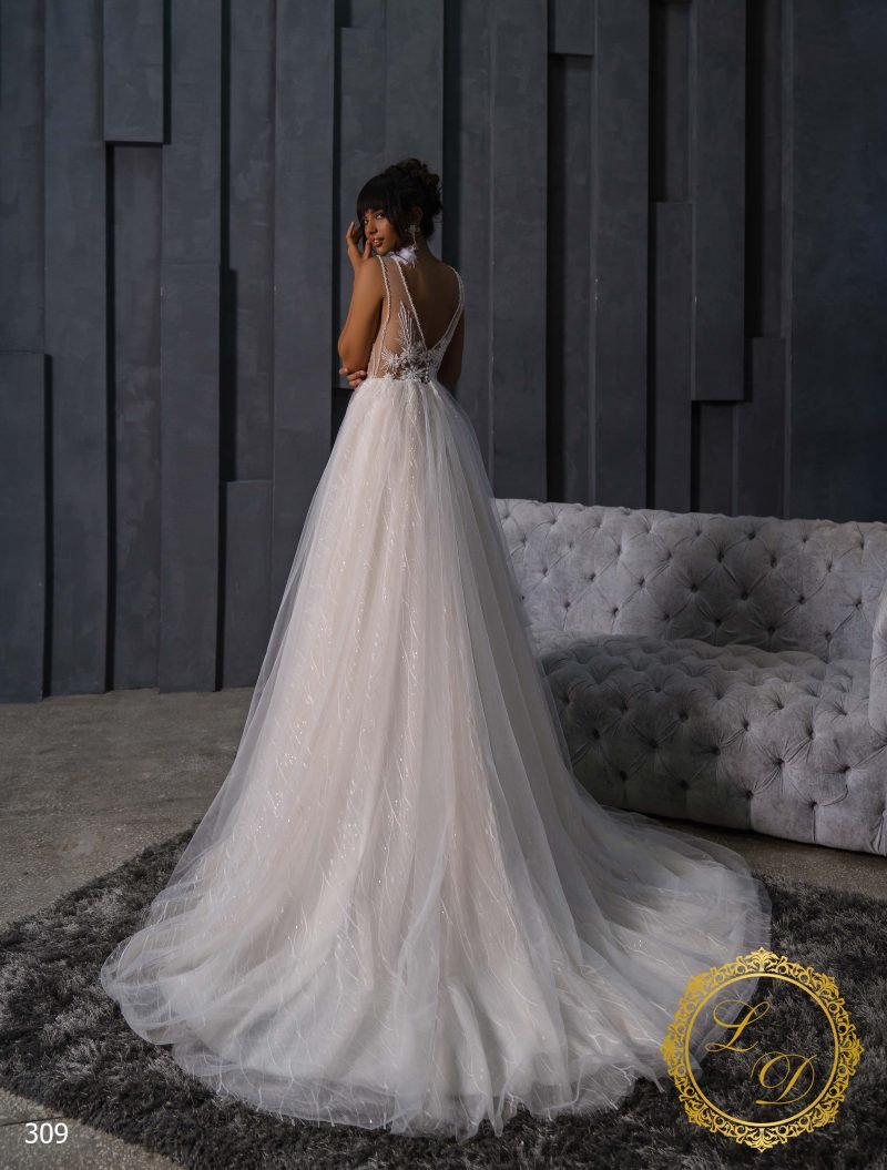 Robe De Mariée Col V Illusion Et Dos Nu – Image 3