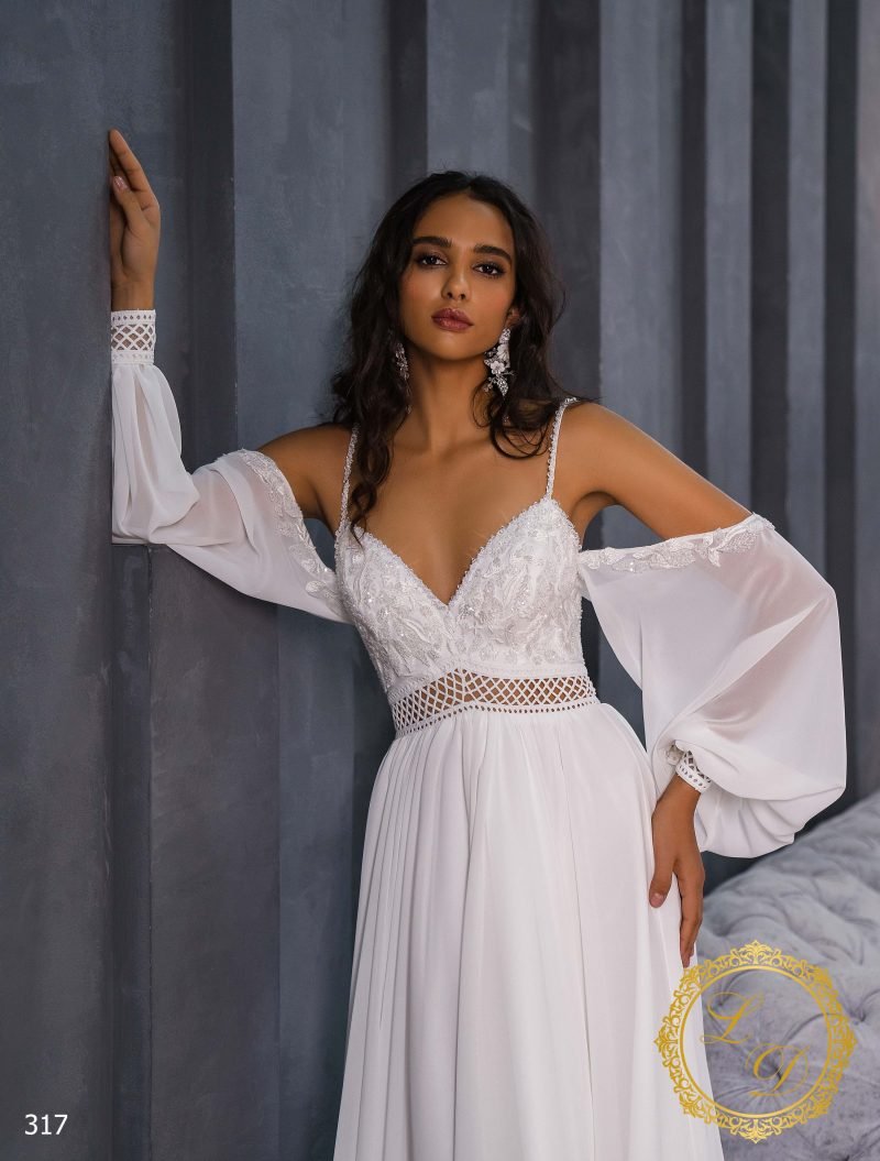 Robe De Mariée Evidée Manches Longues Originales – Image 2