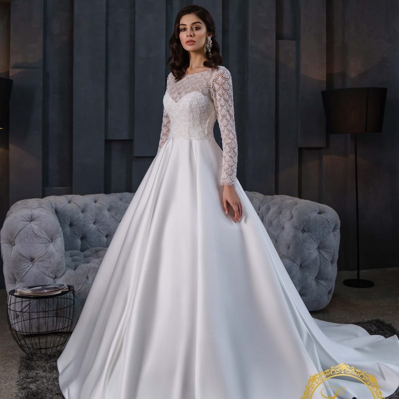 Robe De Mariée Satinée Haut Dentelle Chic