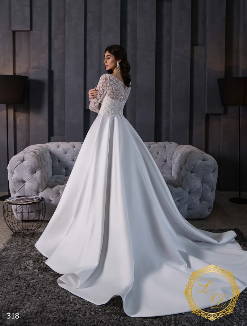 Robe De Mariée Satinée Haut Dentelle Chic – Image 3