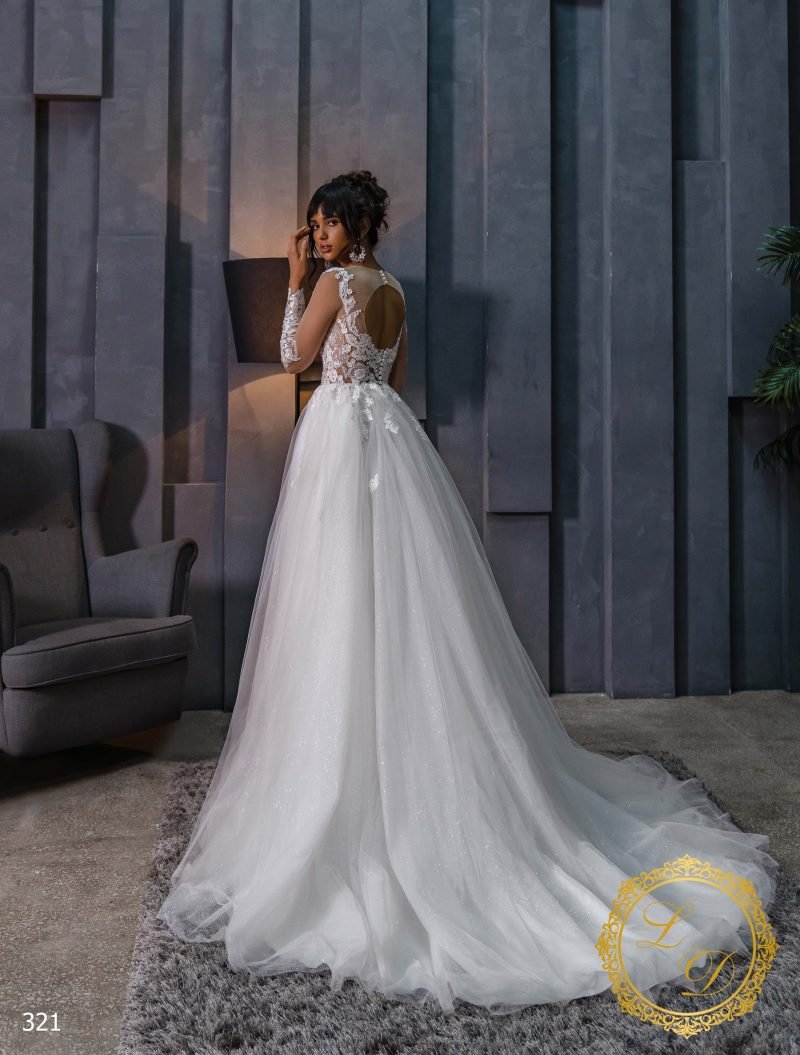 Robe De Mariée Princesse Scintillante Appliques Florales – Image 3