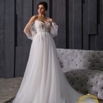 Robe De Mariée Scintillante A Manches Longues