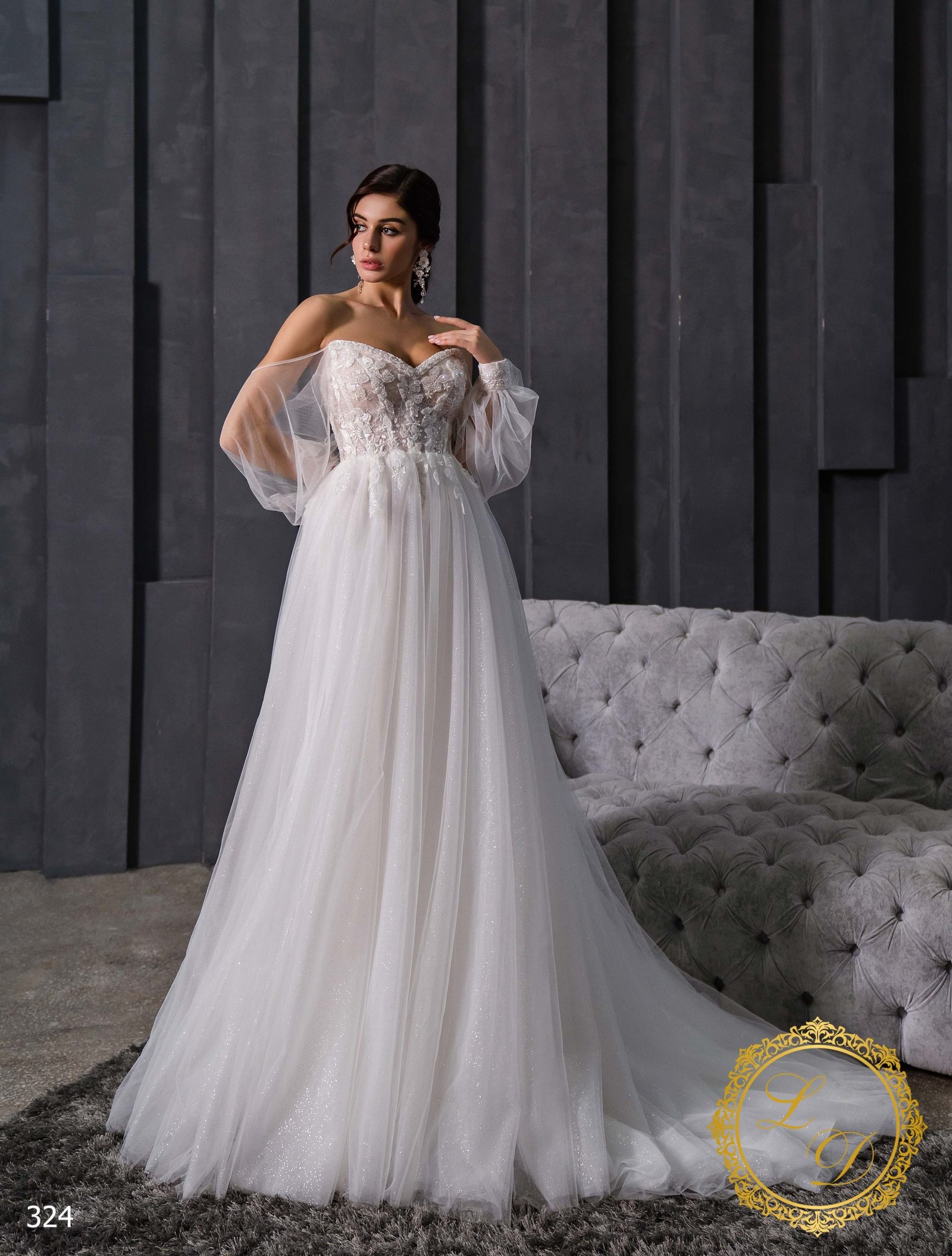 Robe De Mariée Scintillante A Manches Longues