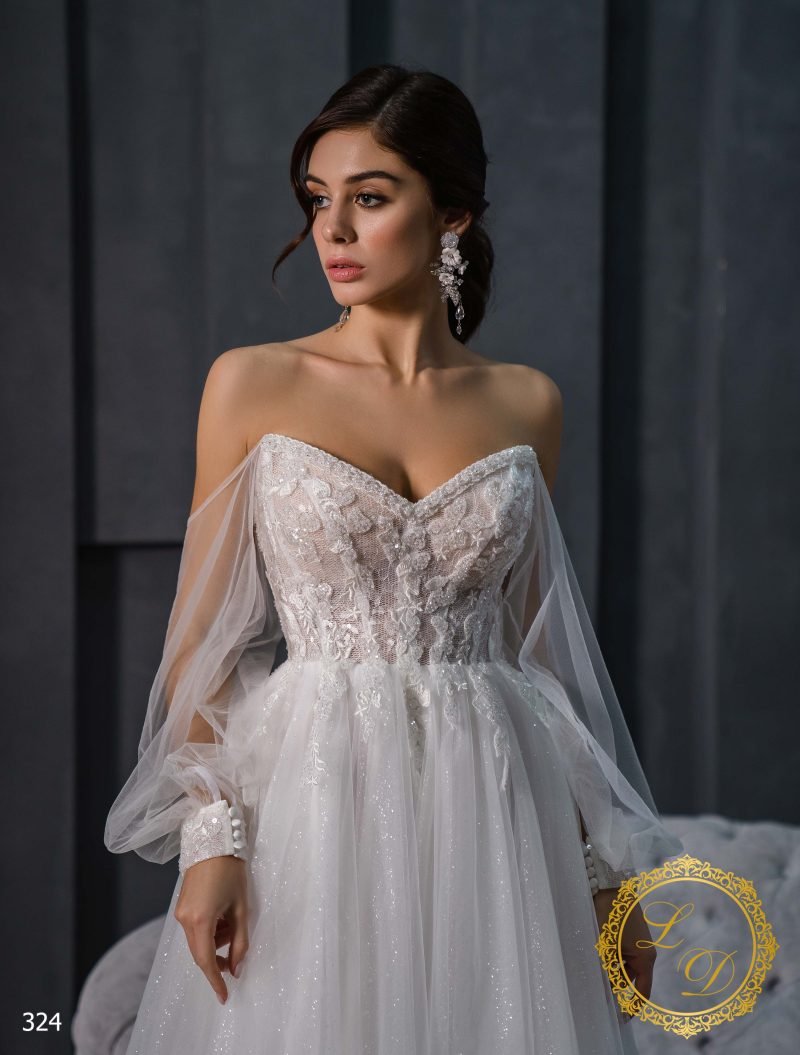 Robe De Mariée Scintillante A Manches Longues – Image 2