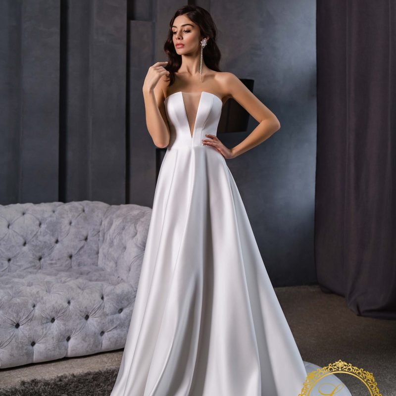 Robe De Mariée Satiné Col V Chic