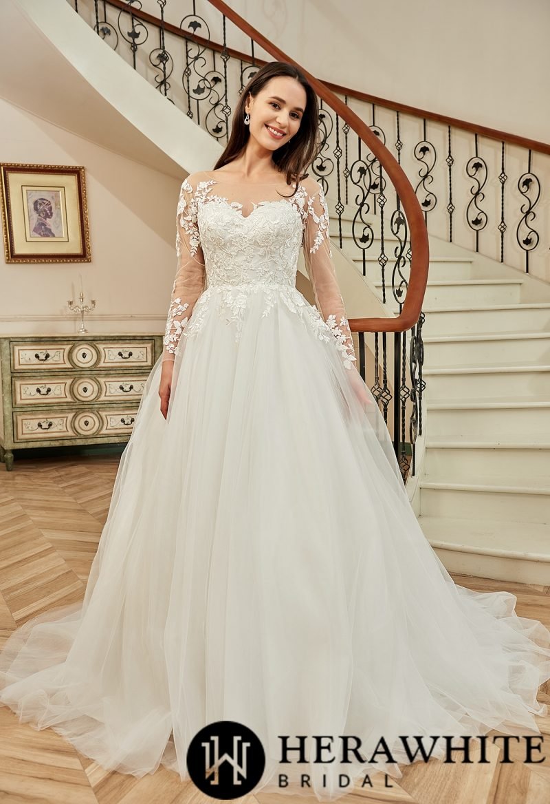 Robe De Mariée Manche Dentelle – Image 2