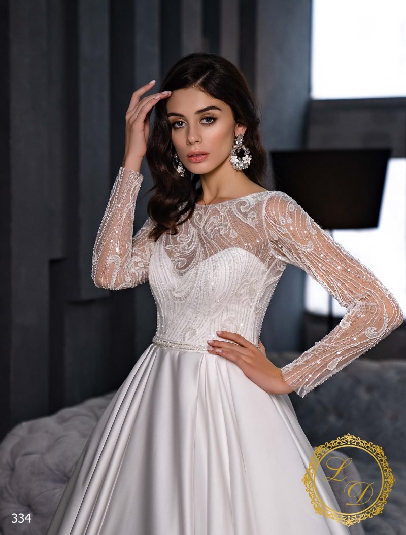Robe De Mariée Princesse Bustier A Manches Longues Blanche – Image 2