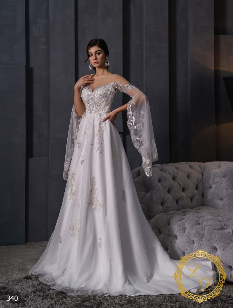Robe De Mariée Princesse Manches Fendues Blanche