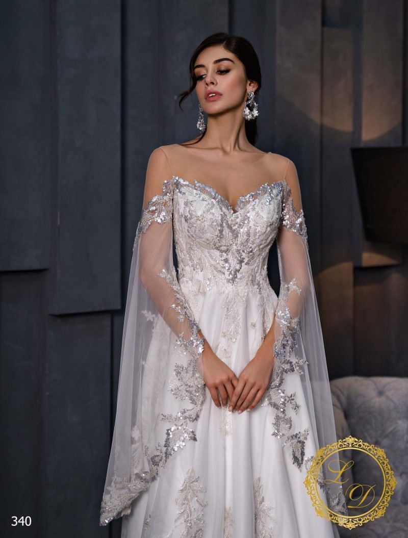 Robe De Mariée Princesse Manches Fendues Blanche – Image 2