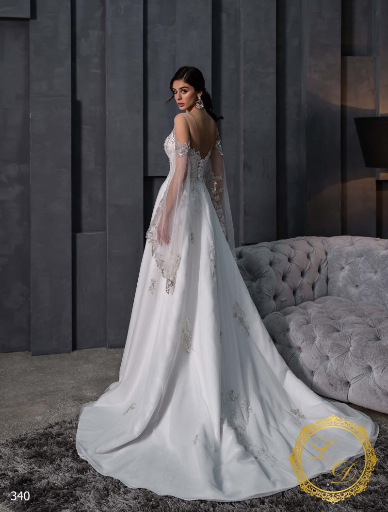 Robe De Mariée Princesse Manches Fendues Blanche – Image 4