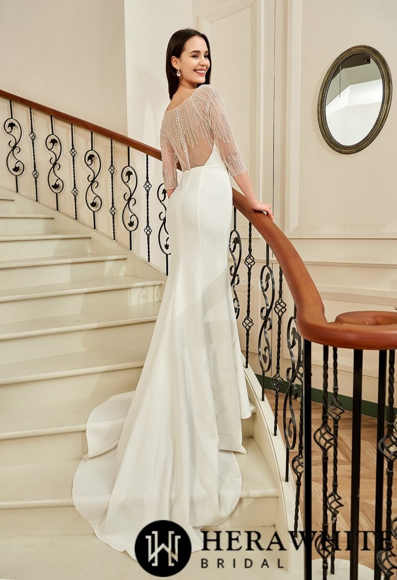 Robe De Mariée Sirène Manche 3 4 – Image 5