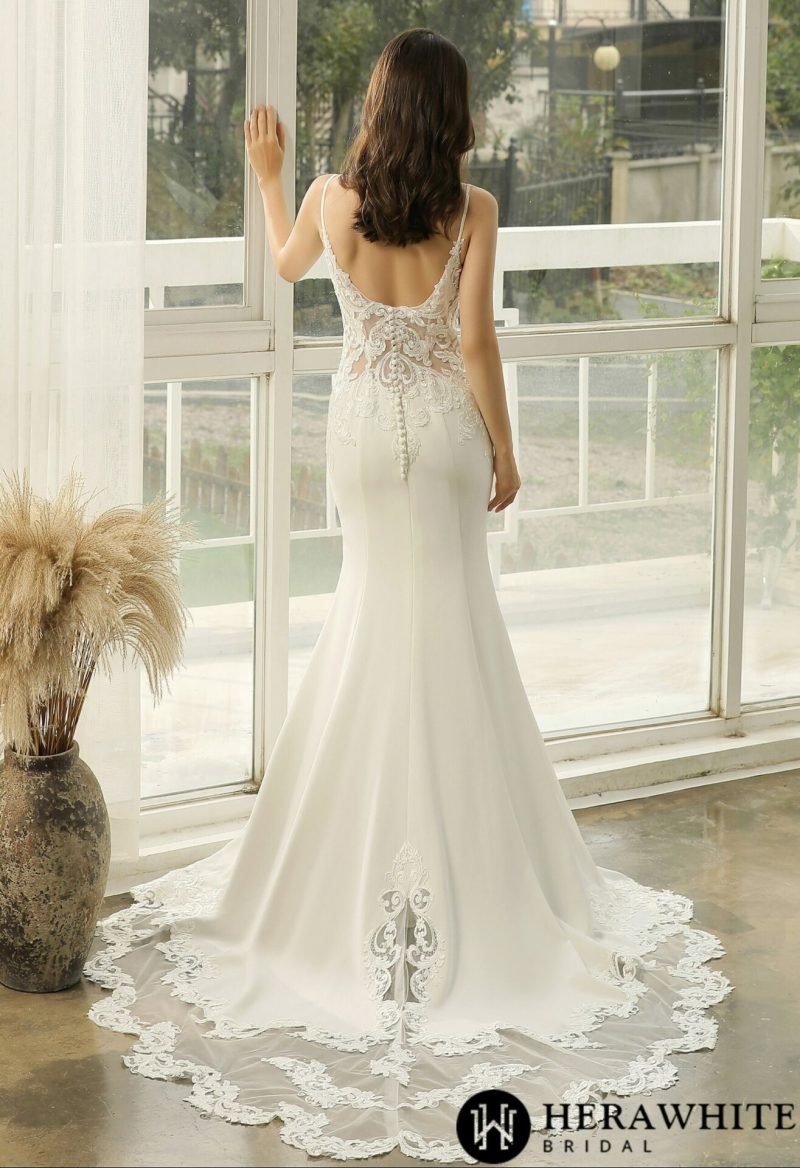 Robe de Mariée Sirène Dos Dentelle – Image 7