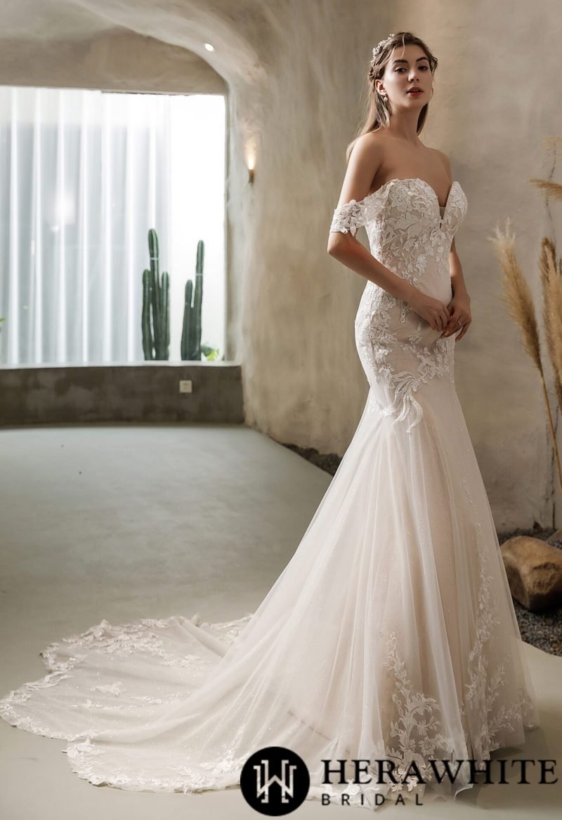 Robe De Mariée Sirène Perles Et Dentelle