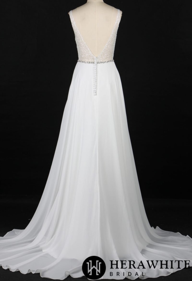 Robe De Mariée En Mousseline Avec Perles – Image 5