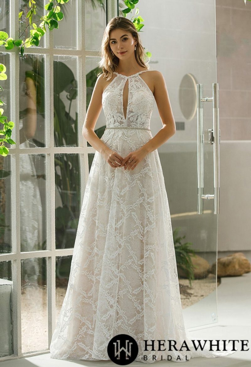 Robe De Mariée En Dentelle A Encolure – Image 2