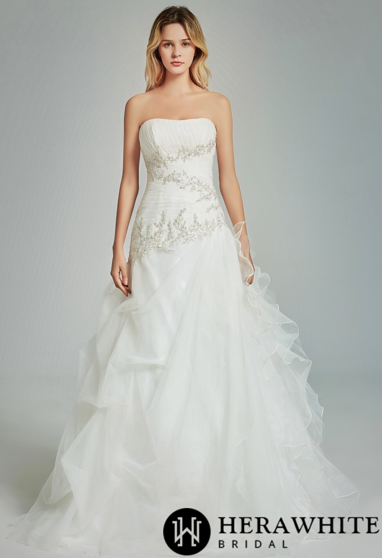 Robe De Mariée Pincesse Florale Aves Perles
