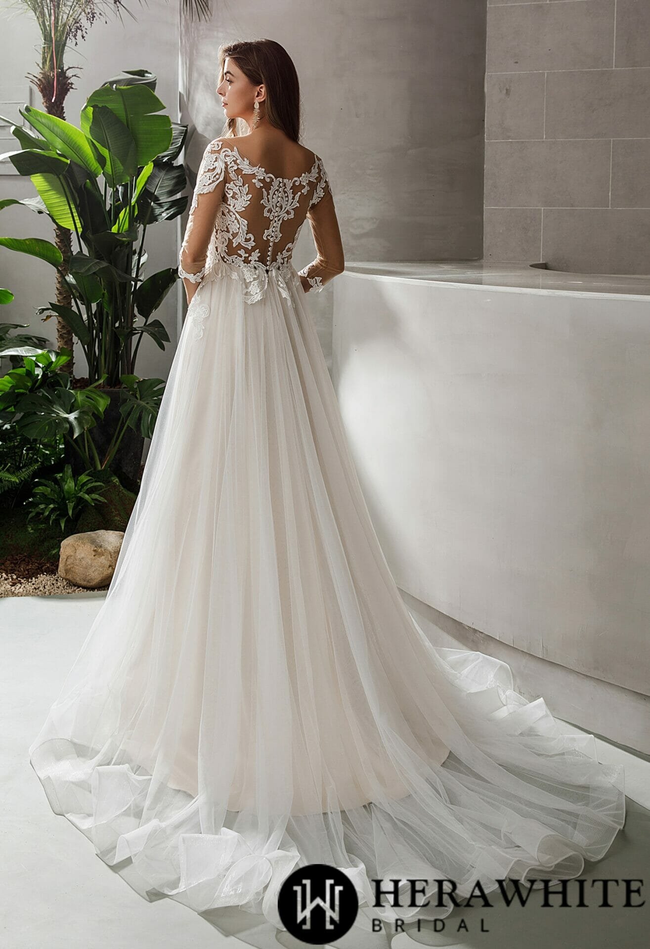 63c6cd68e3 | Robes de Mariée | Comtesse Mariage Robe De Mariée Florale Ligne A – Image 6