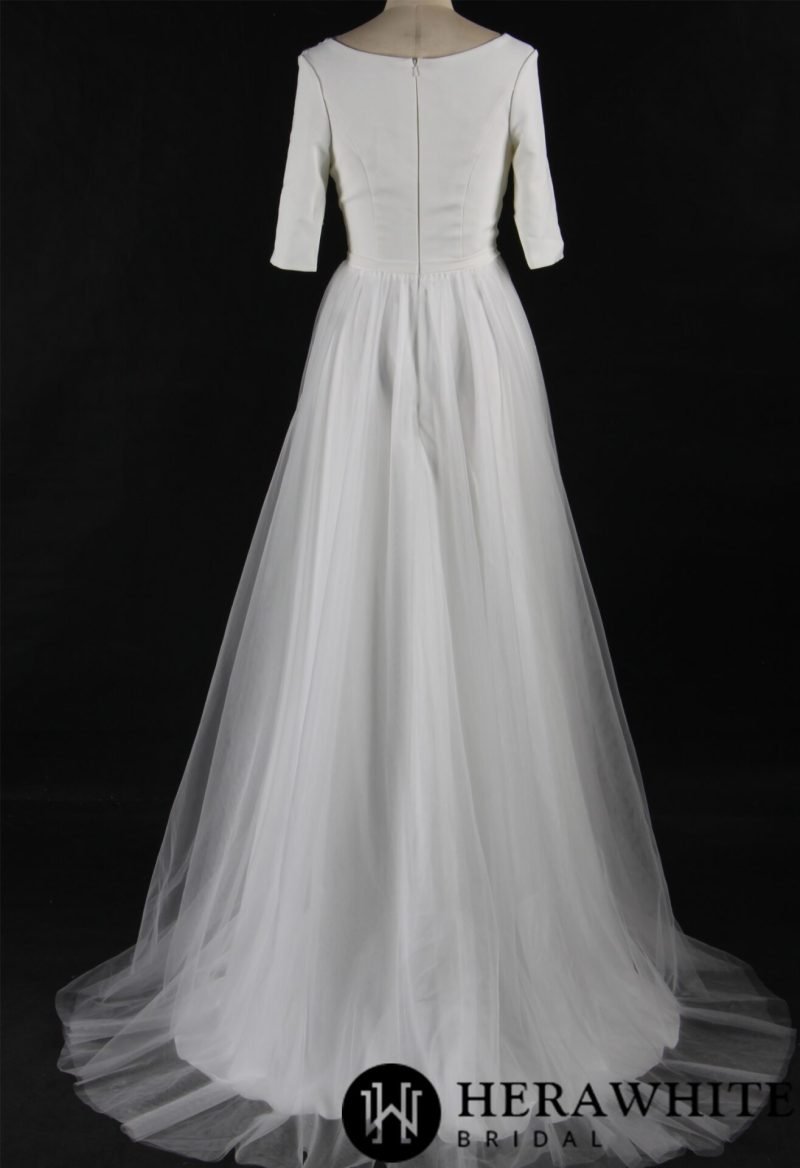 Robe De Mariée Boho Simple Manches 3 4 – Image 5