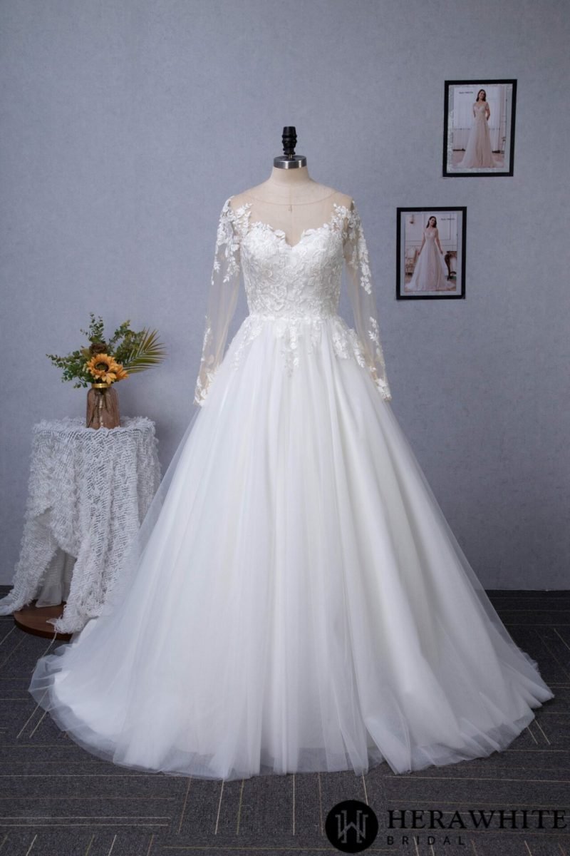 Robe De Mariée Manche Dentelle – Image 6