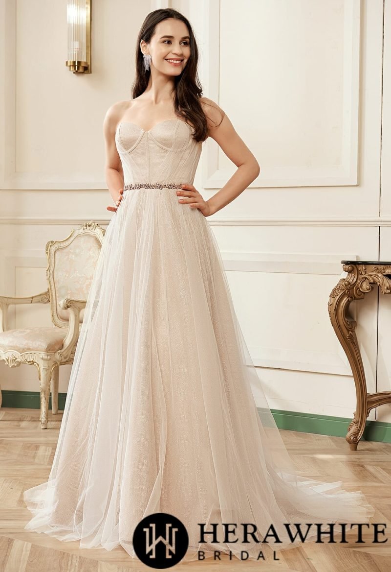 Robe De Mariée Bustier Rose Nude – Image 3