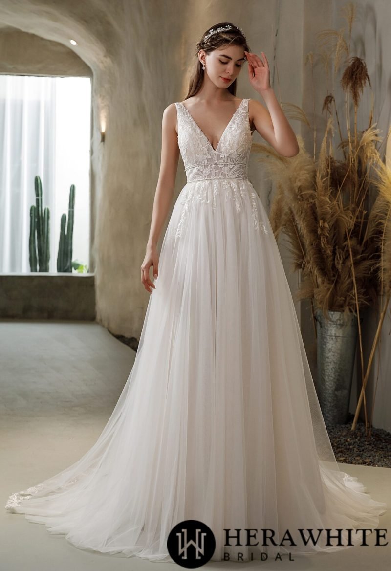 Robe De Mariée Florale Avec Perles