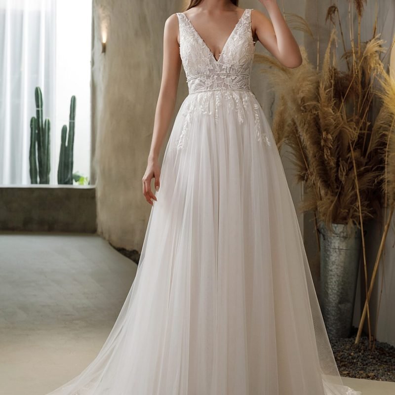 Robe De Mariée Florale Avec Perles