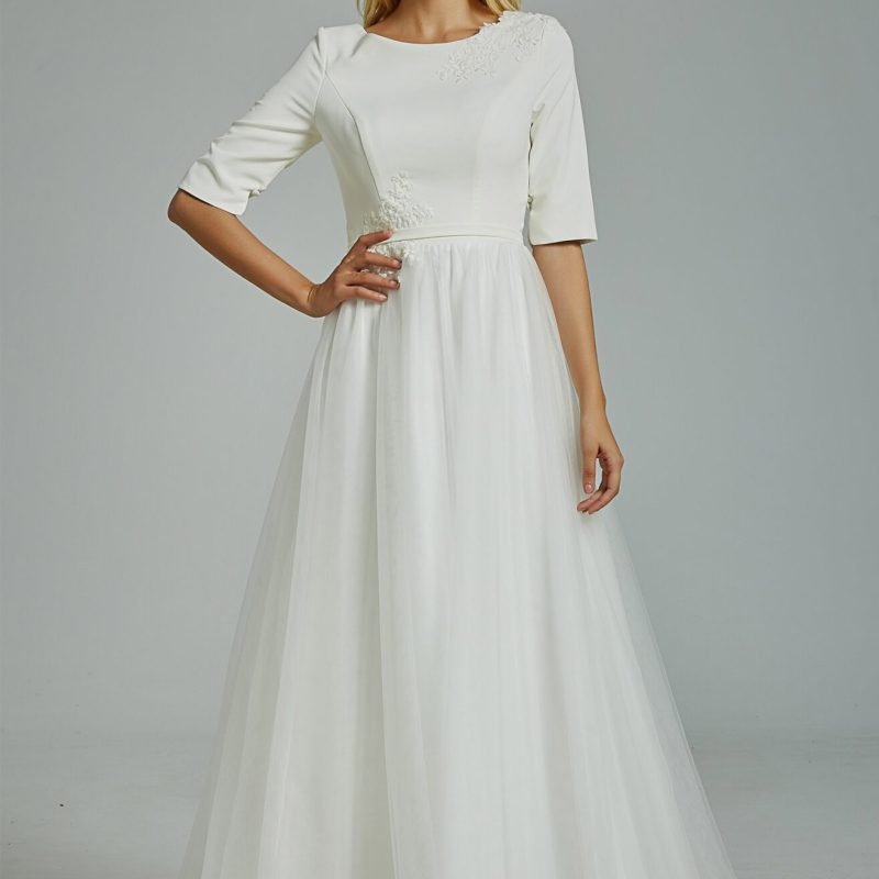 Robe De Mariée Boho Simple Manches 3 4
