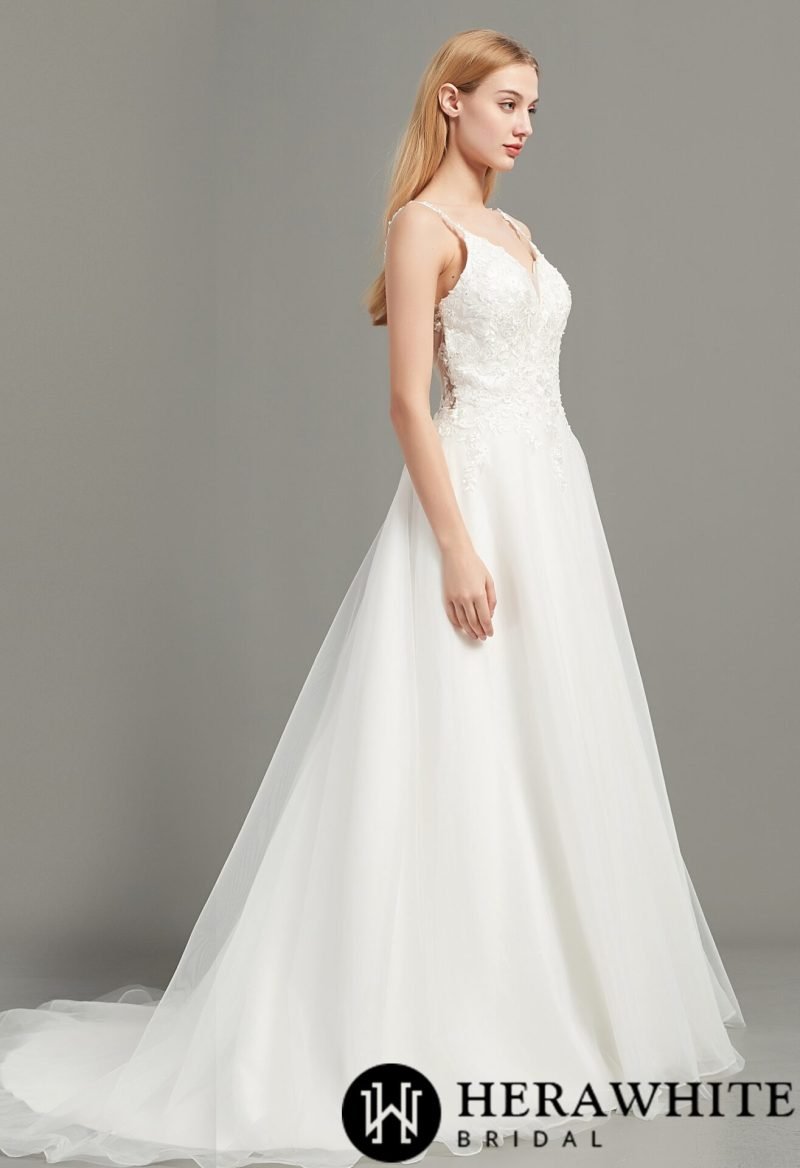 Robe De Mariée Col Cœur Et Dos Plongeant – Image 3