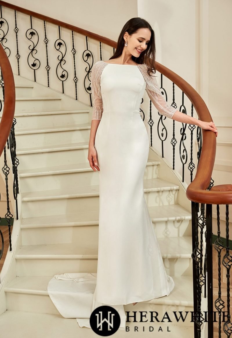 Robe De Mariée Sirène Manche 3 4 – Image 2