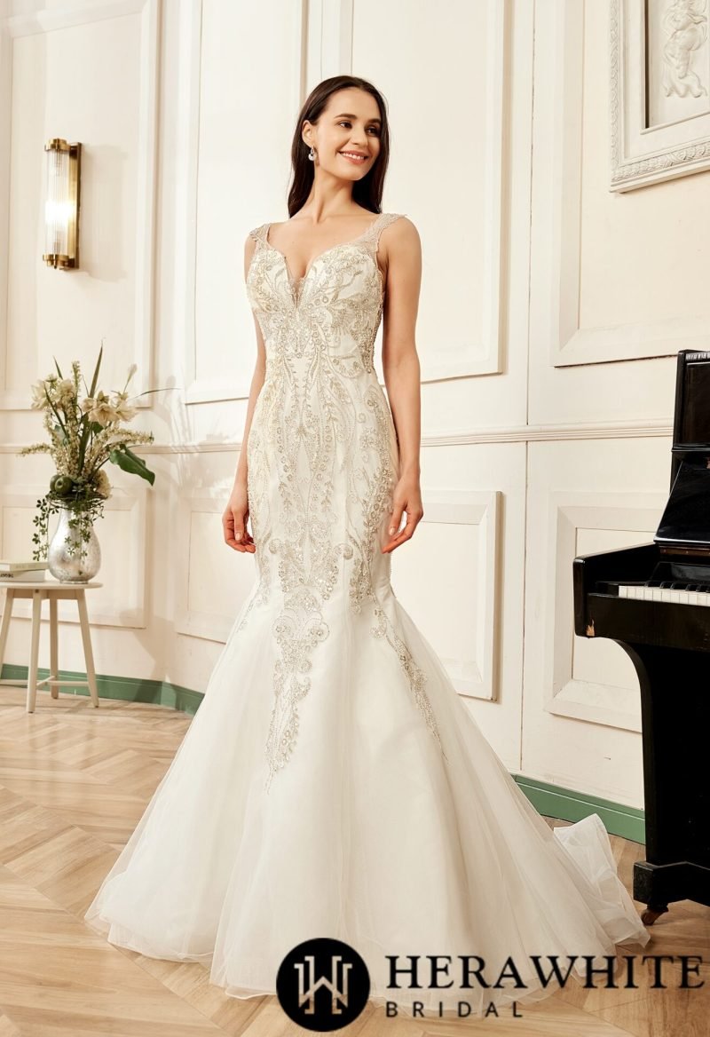 Robe De Mariée Sirène Avec Perles – Image 2