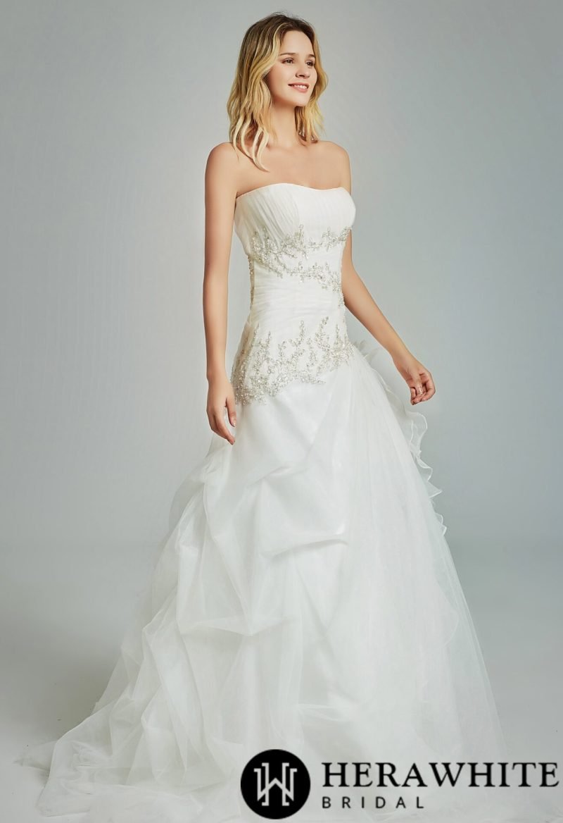 Robe De Mariée Pincesse Florale Aves Perles – Image 2