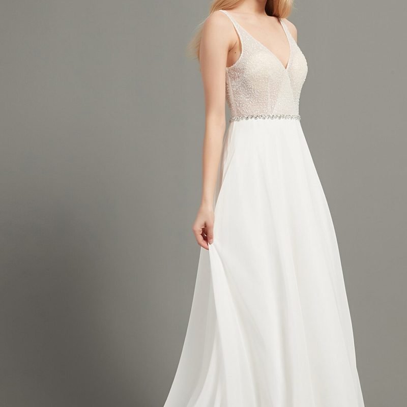 Robe De Mariée En Mousseline Avec Perles