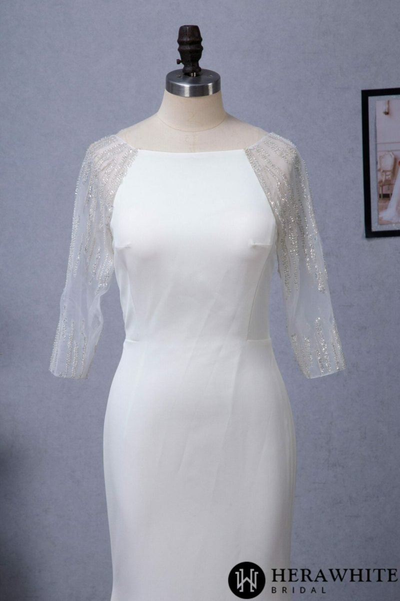 Robe De Mariée Sirène Manche 3 4 – Image 7