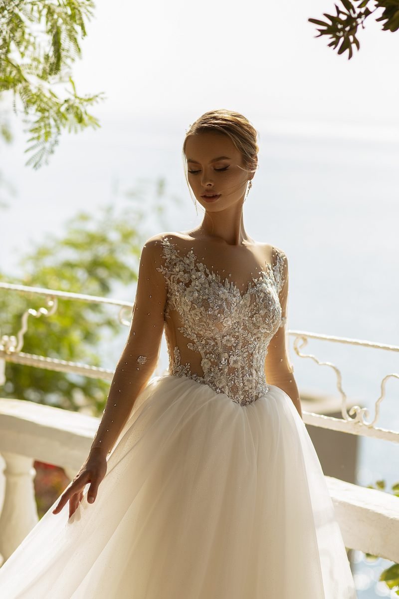 Robe De Mariée Princesse Bustier Illusion – Image 3