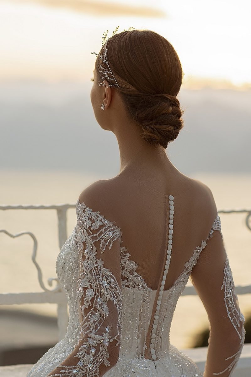 Robe De Mariée Princesse Manches Longues Blanche – Image 3