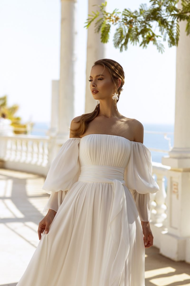 Robe De Mariée Fluide Blanche – Image 3