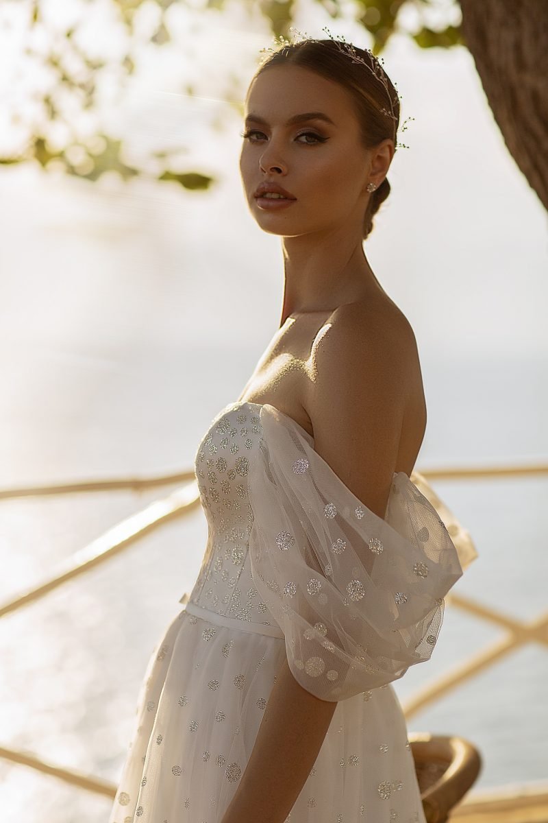 Robe De Mariée Princesse Scintillante Blanche – Image 3