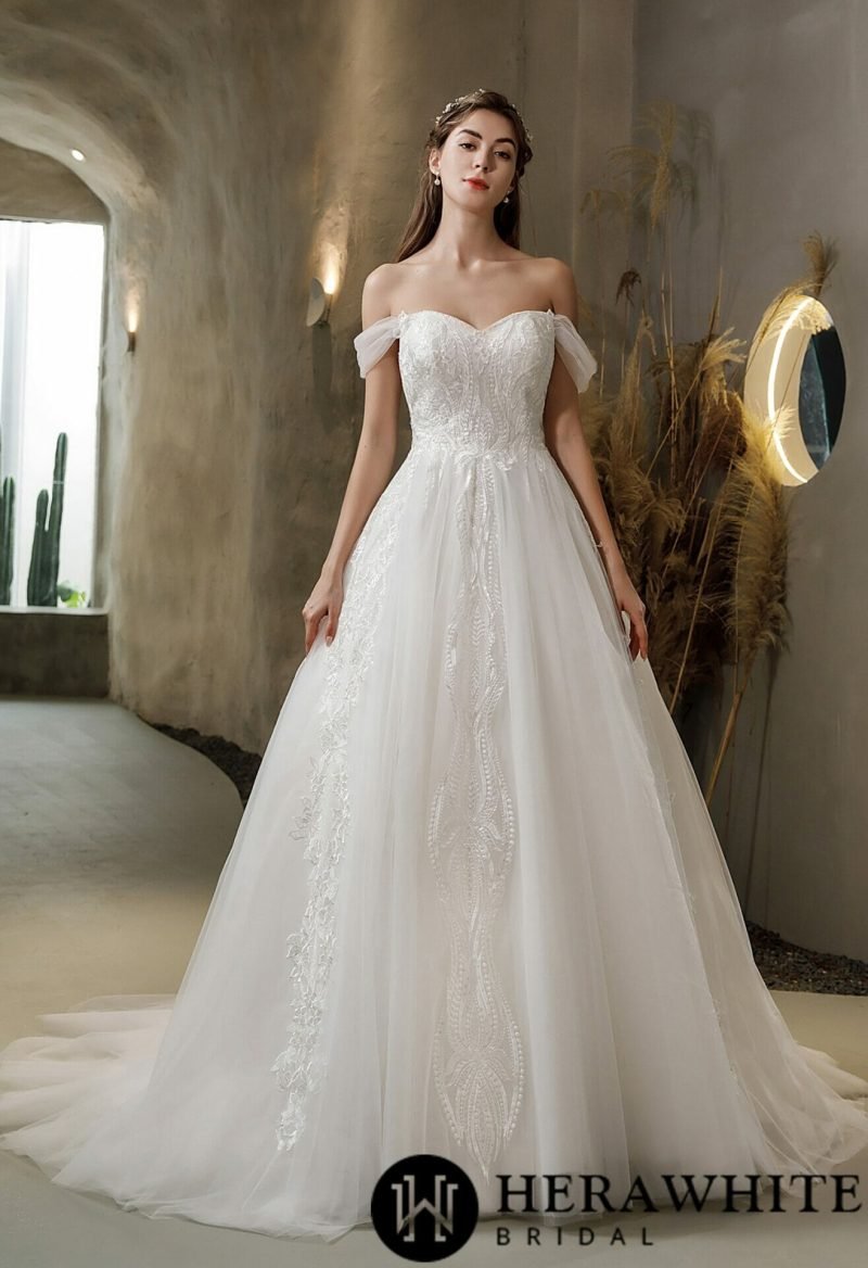 Robe De Mariée Princesse Manches Tombantes – Image 2