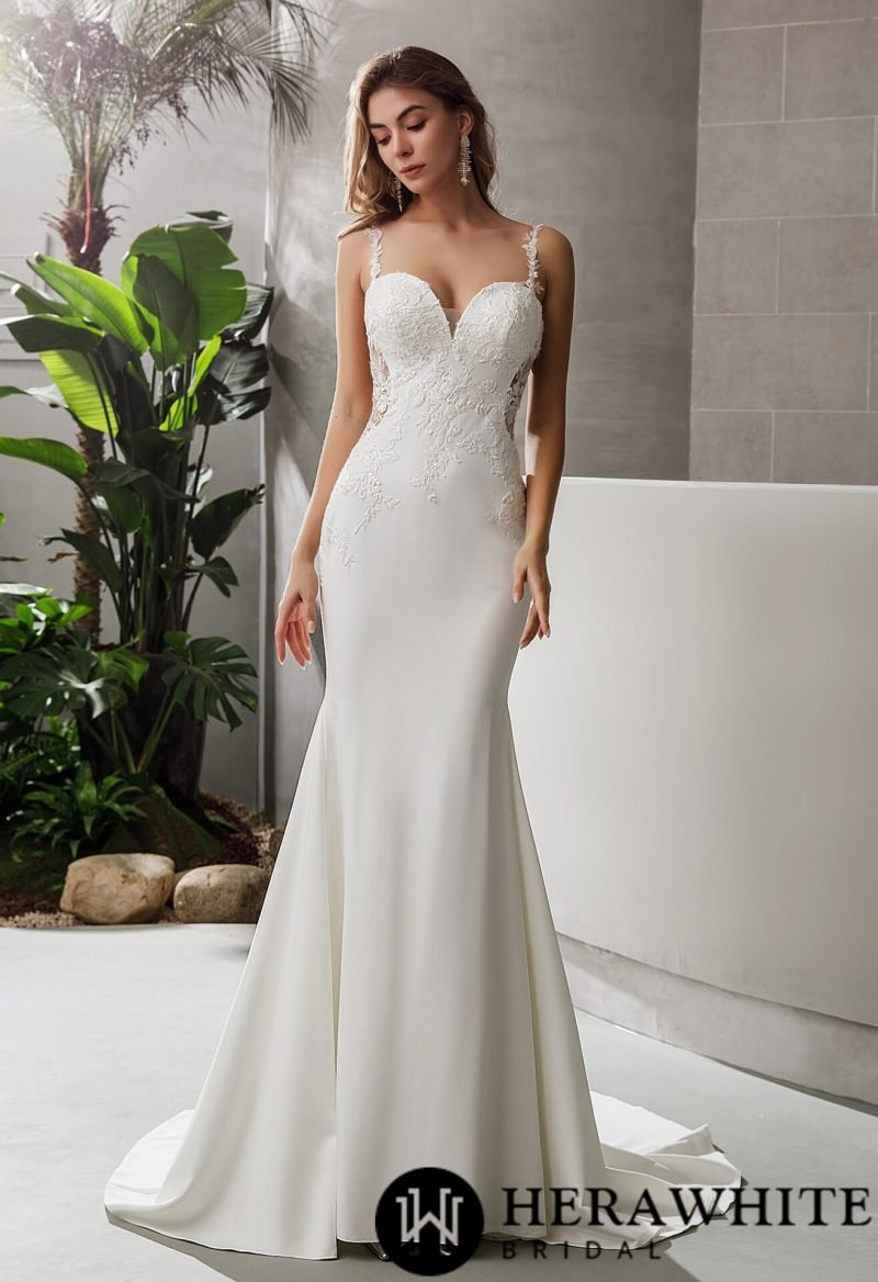 Robe De Mariée Sirène Bretelles Florales