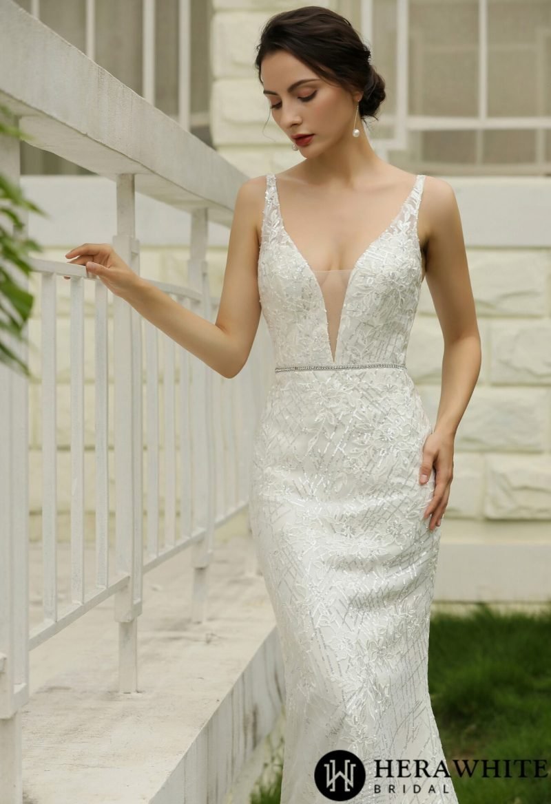 Robe De Mariée Sirène Pailleté – Image 3